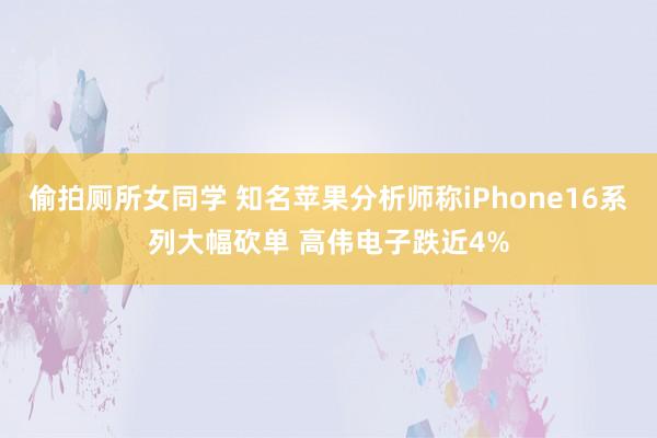 偷拍厕所女同学 知名苹果分析师称iPhone16系列大幅砍单 高伟电子跌近4%